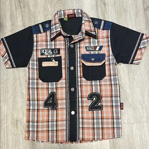 🔥HOST PICK 🔥 D&G Kids Plaid Shirt - Black and Orange